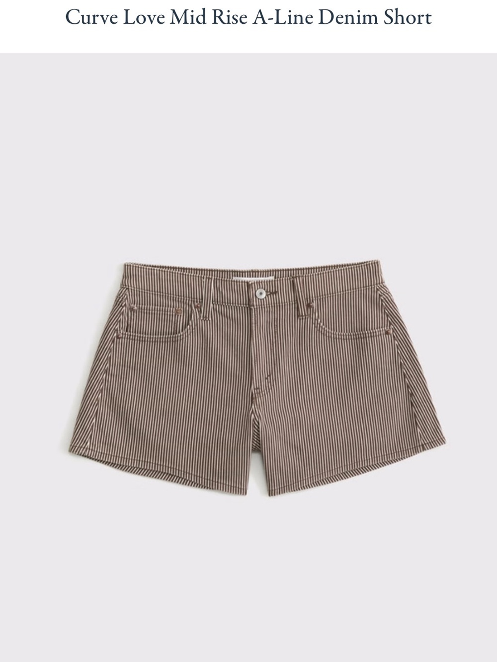 Abercrombie & Fitch Brown and Cream Striped Mid-Rise A-Line Denim Shorts